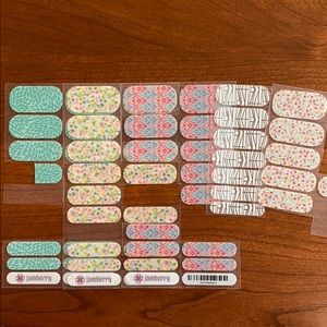 Five Jamberry partial sheets